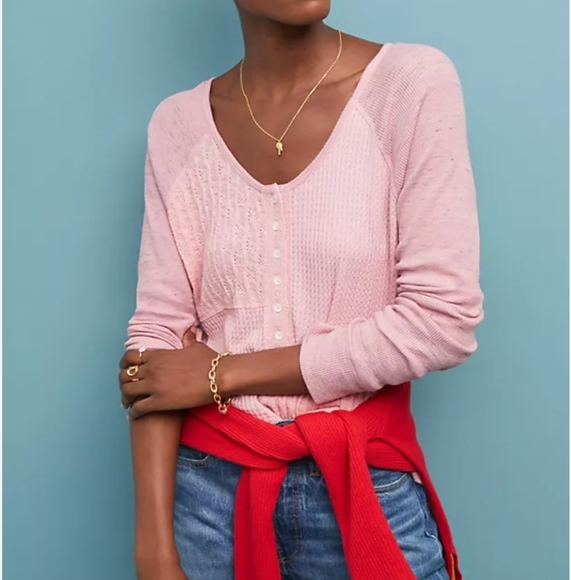 Anthropologie Saturday Sunday Waffle Knit Top Size Small - Picture 3 of 11